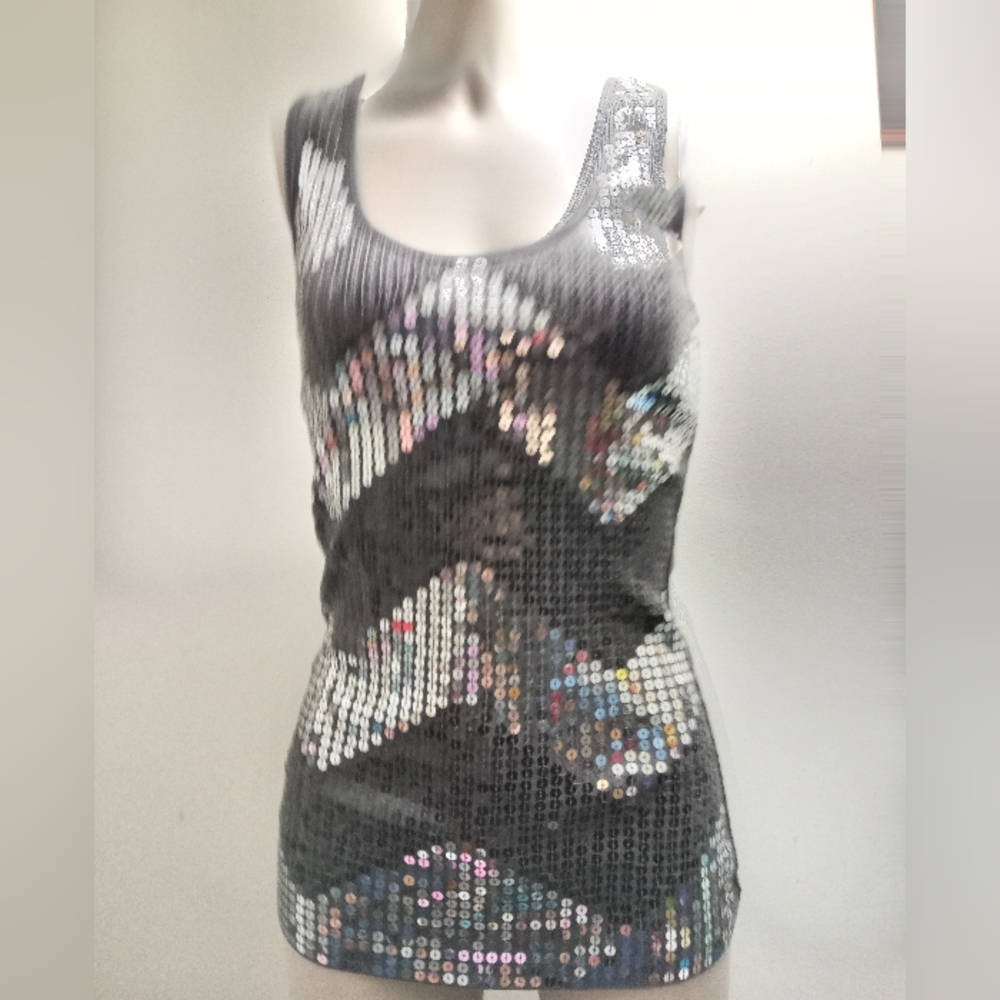 Express sequin geometric print tank top size medium